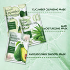 Natural Plant Extract Sheet Face Mask Set – Cucumber, Aloe & Avocado | Deep Cleansing & Hydrating