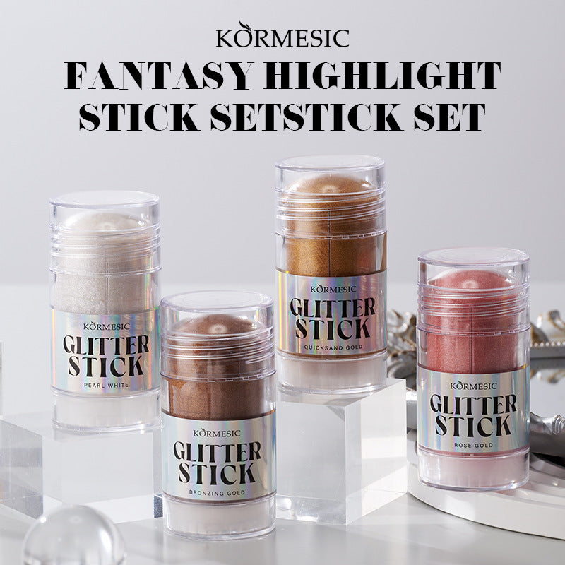 Micronized Shimmer Highlighter Stick – 3 Luxurious Shades | Waterproof & Long-Lasting