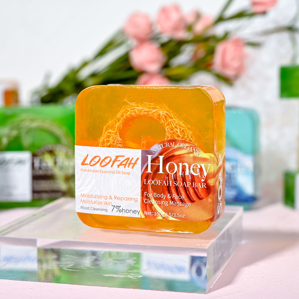 Handmade Soap Bar with Organic Ocean Loofah Oil Control Acne Treatment Revitalizes Skin for Face and Body