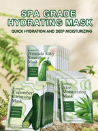 Natural Plant Extract Sheet Face Mask Set – Cucumber, Aloe & Avocado | Deep Cleansing & Hydrating