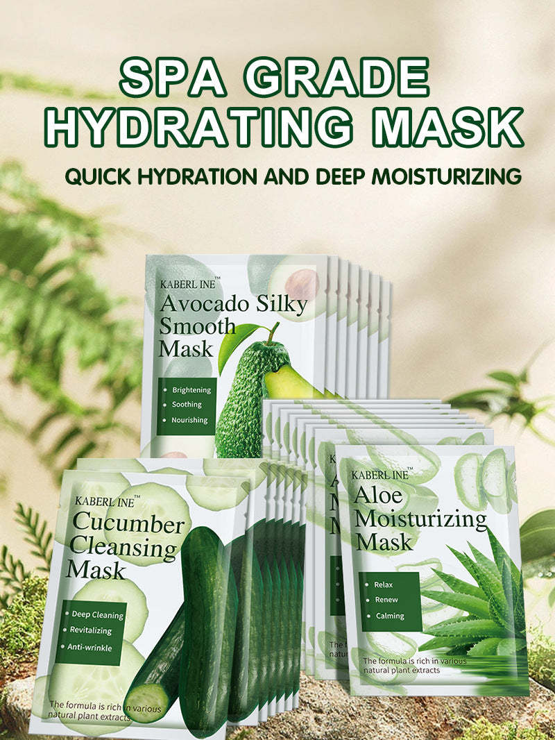 Natural Plant Extract Sheet Face Mask Set – Cucumber, Aloe & Avocado | Deep Cleansing & Hydrating