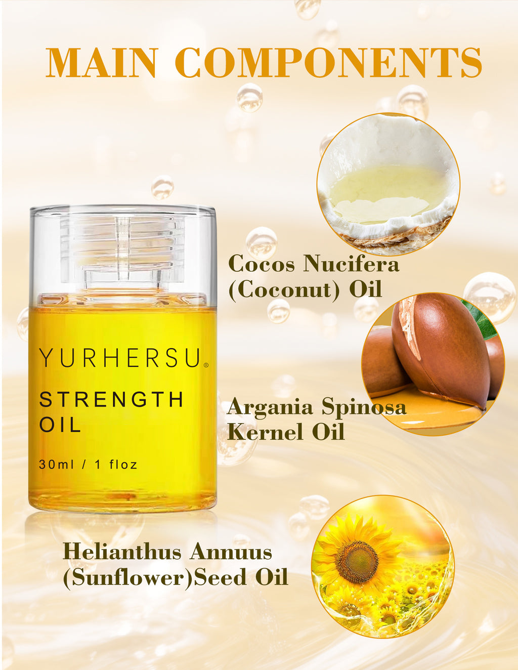 Strength Hair Oil 30ml | Lightweight Nourishing Serum for Dry & Frizzy Hair