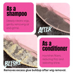Wig Glue Residue Remover Shampoo for Synthetic and Human Hair with Tea Tree Oil & Coconut Oil