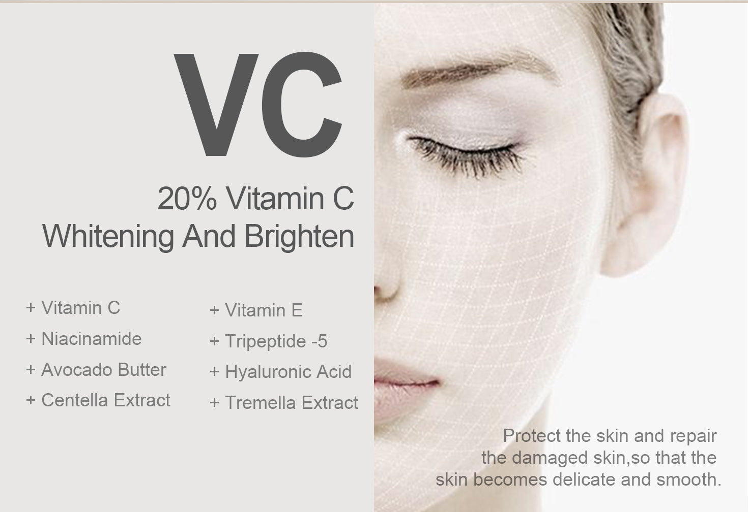 20% Vitamin C Brightening Face Cream with Niacinamide & Hyaluronic Acid – 50ml