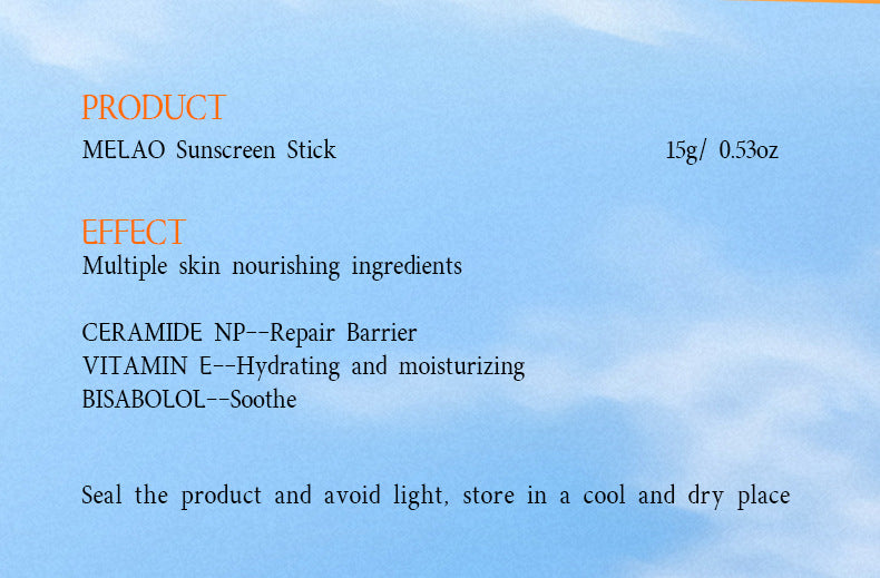 Face Sunscreen Stick Ceramide+Vitamin E Invisible SPF 50 Broad Spectrum Water Resistant 0.53oz/15g