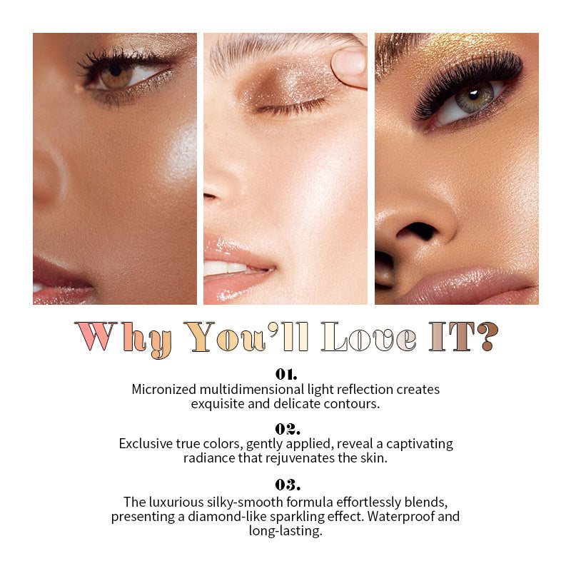 Micronized Shimmer Highlighter Stick – 3 Luxurious Shades | Waterproof & Long-Lasting