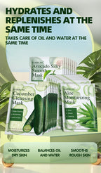 Natural Plant Extract Sheet Face Mask Set – Cucumber, Aloe & Avocado | Deep Cleansing & Hydrating