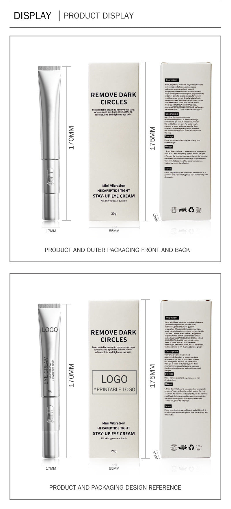Mini Vibration Hexapeptide Eye Cream – Dark Circles, Eye Bags & Fine Lines | Wholesale OEM