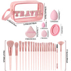 All‑in‑One Pink Makeup Brush Kit | Brushes, Beauty Blenders, Puffs & Travel Storage Bag Wholesale