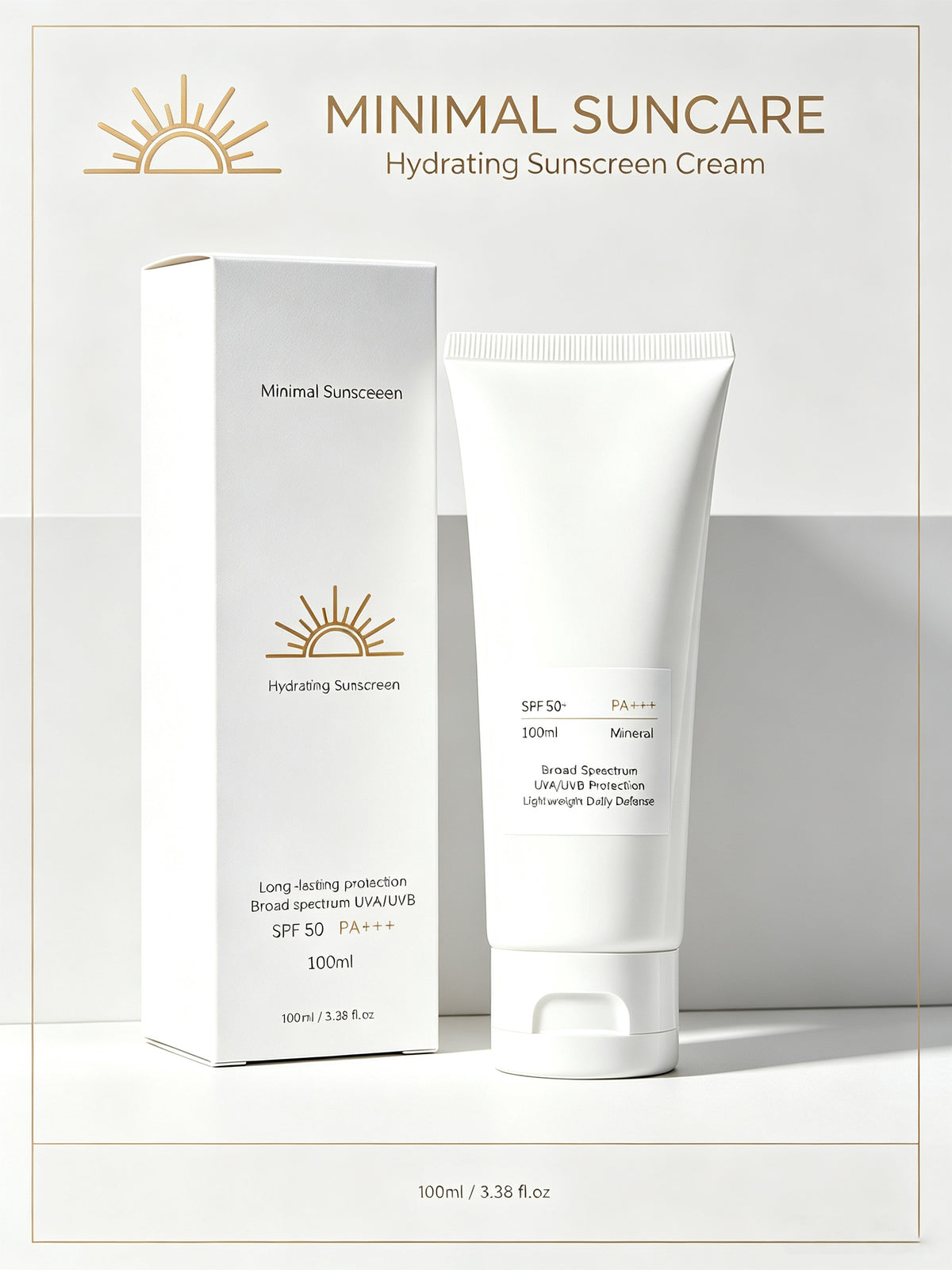Alinna Beauty Mineral Hydrating Sunscreen SPF 50 PA+++ with Niacinamide & Vitamin E, 100ml