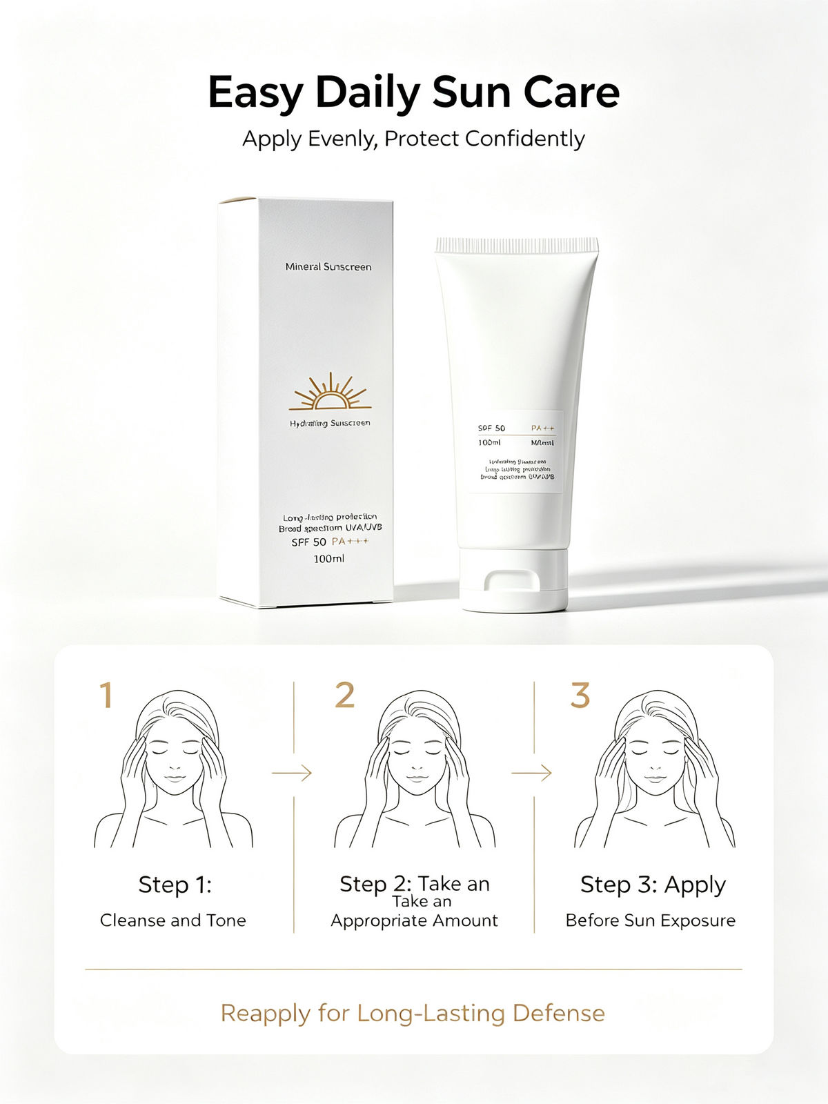 Alinna Beauty Mineral Hydrating Sunscreen SPF 50 PA+++ with Niacinamide & Vitamin E, 100ml