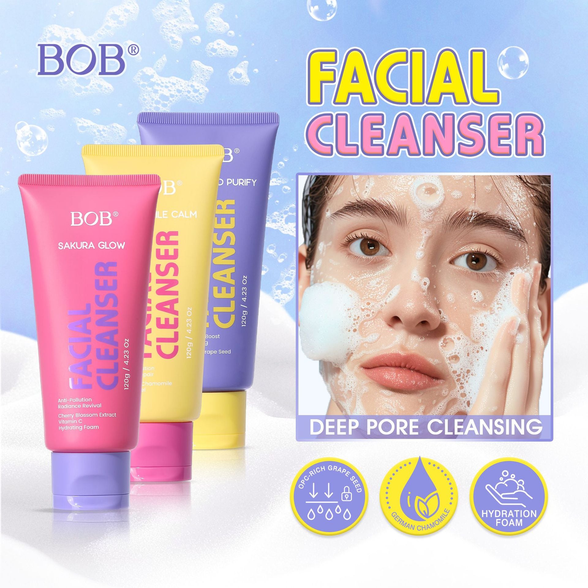 Facial Cleanser – Sakura, Chamomile & Grape Seed | Alinna Beauty