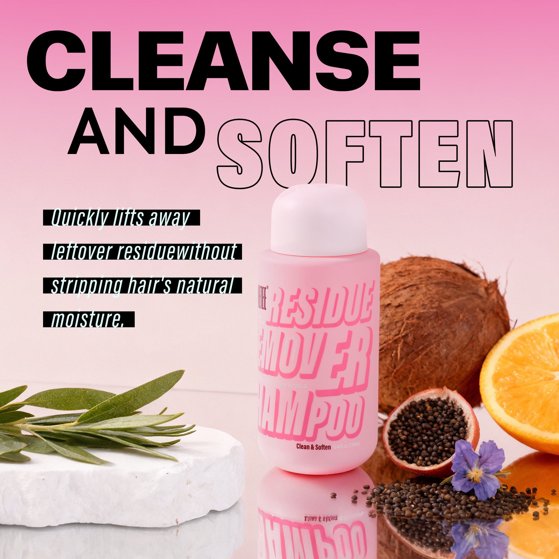 Wig Glue Residue Remover Shampoo for Synthetic and Human Hair with Tea Tree Oil & Coconut Oil