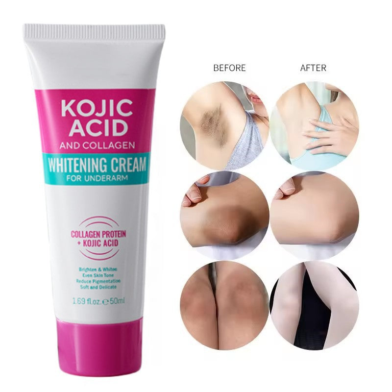 Kojic Acid Whitening Cream for Underarm Knees and Elbows with Collagen Dark Spot Remover Moisturize and Brighten the Skin