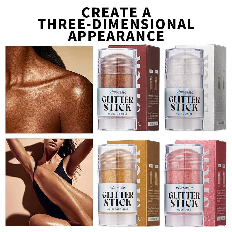 Micronized Shimmer Highlighter Stick – 3 Luxurious Shades | Waterproof & Long-Lasting