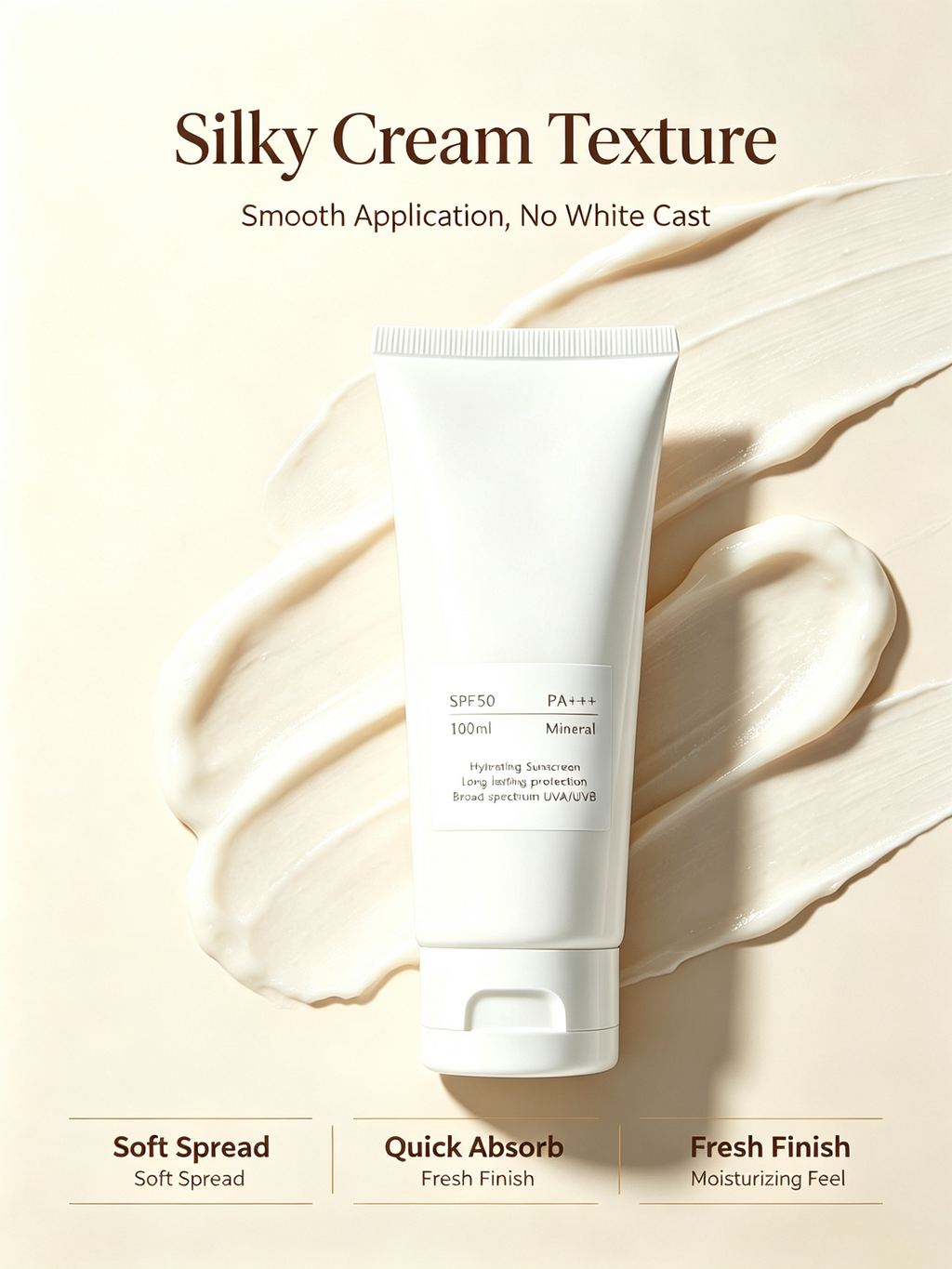 Alinna Beauty Mineral Hydrating Sunscreen SPF 50 PA+++ with Niacinamide & Vitamin E, 100ml