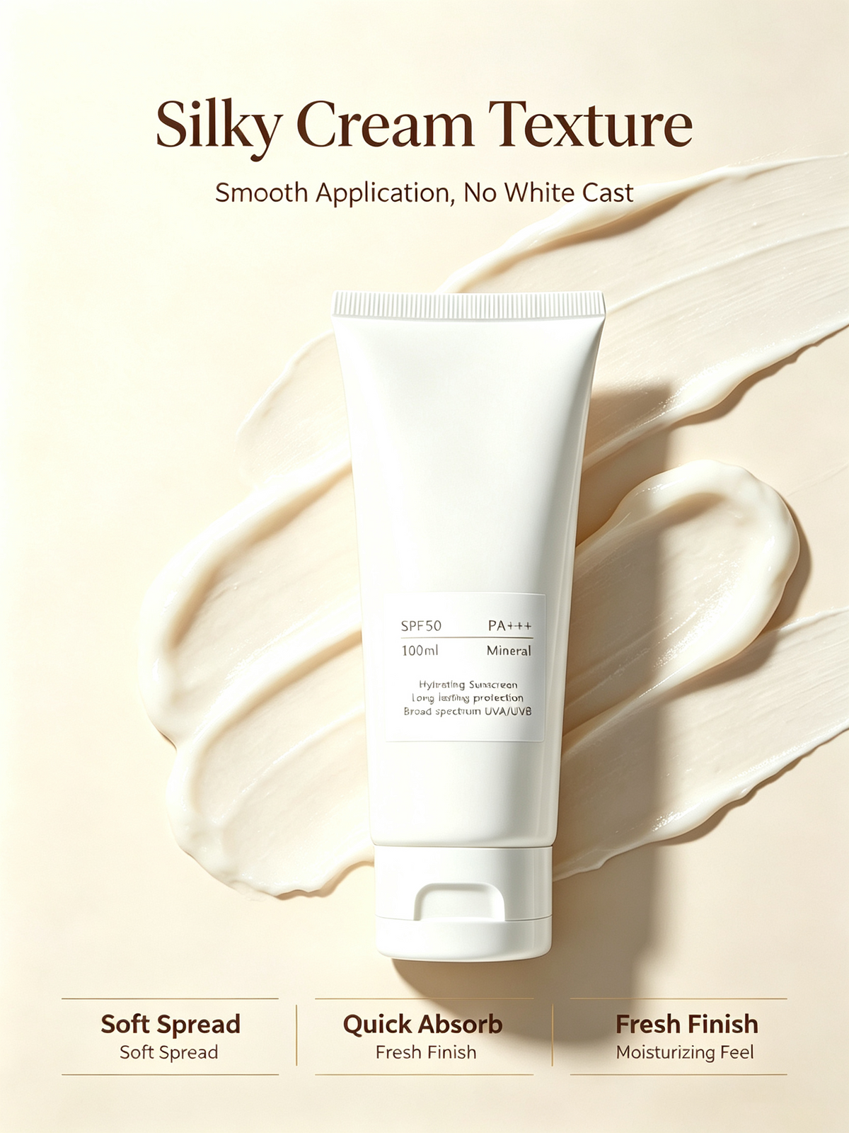 Alinna Beauty Mineral Hydrating Sunscreen SPF 50 PA+++ with Niacinamide & Vitamin E, 100ml