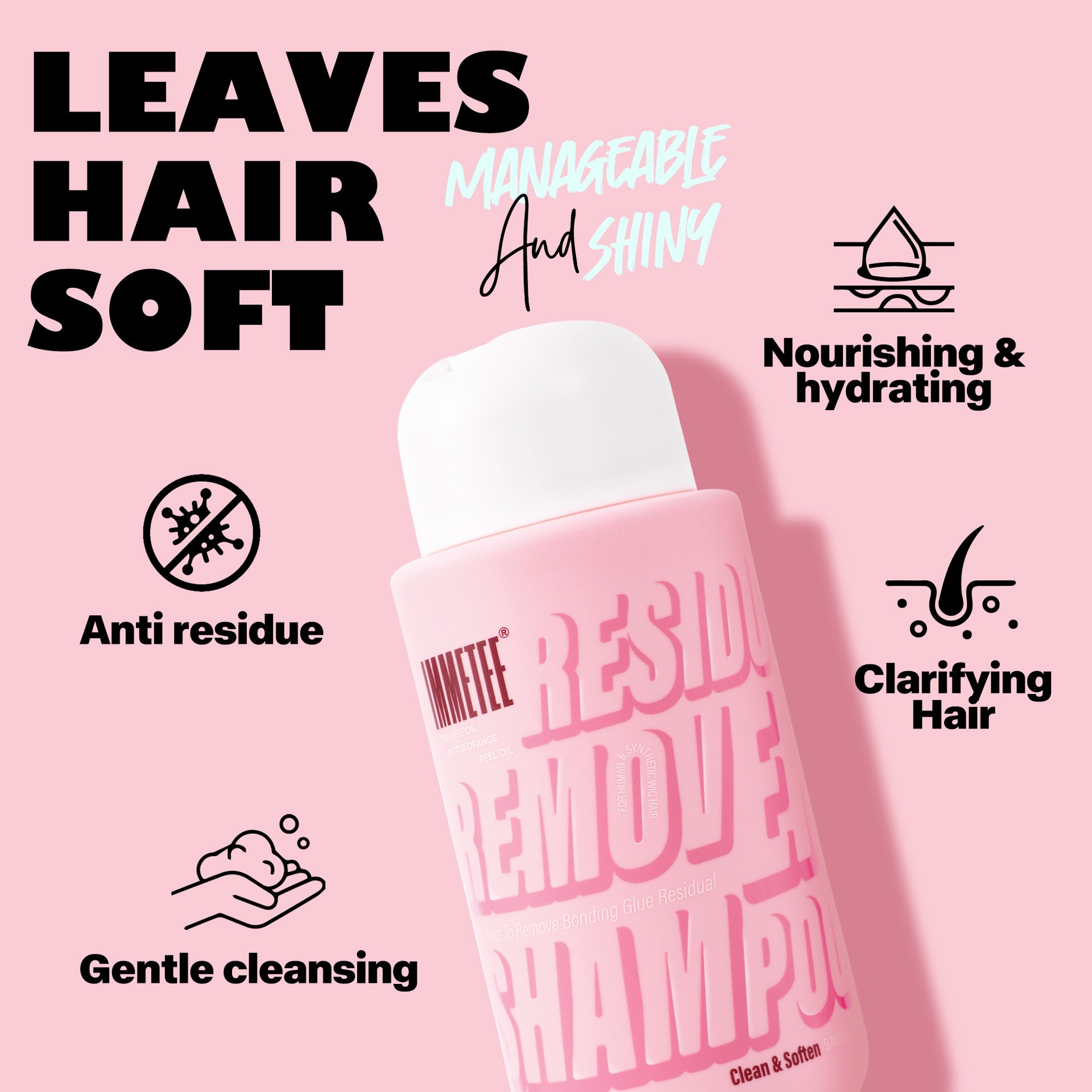 Wig Glue Residue Remover Shampoo for Synthetic and Human Hair with Tea Tree Oil & Coconut Oil