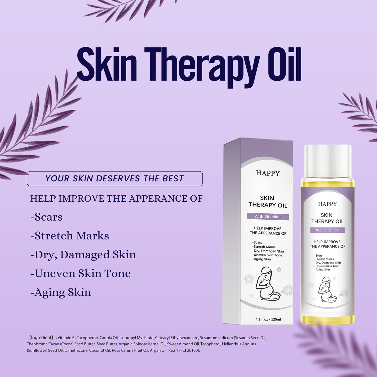Vitamin E Skin Therapy Oil for Scars, Stretch Marks & Dry Skin - 125ml / 4.2 fl oz