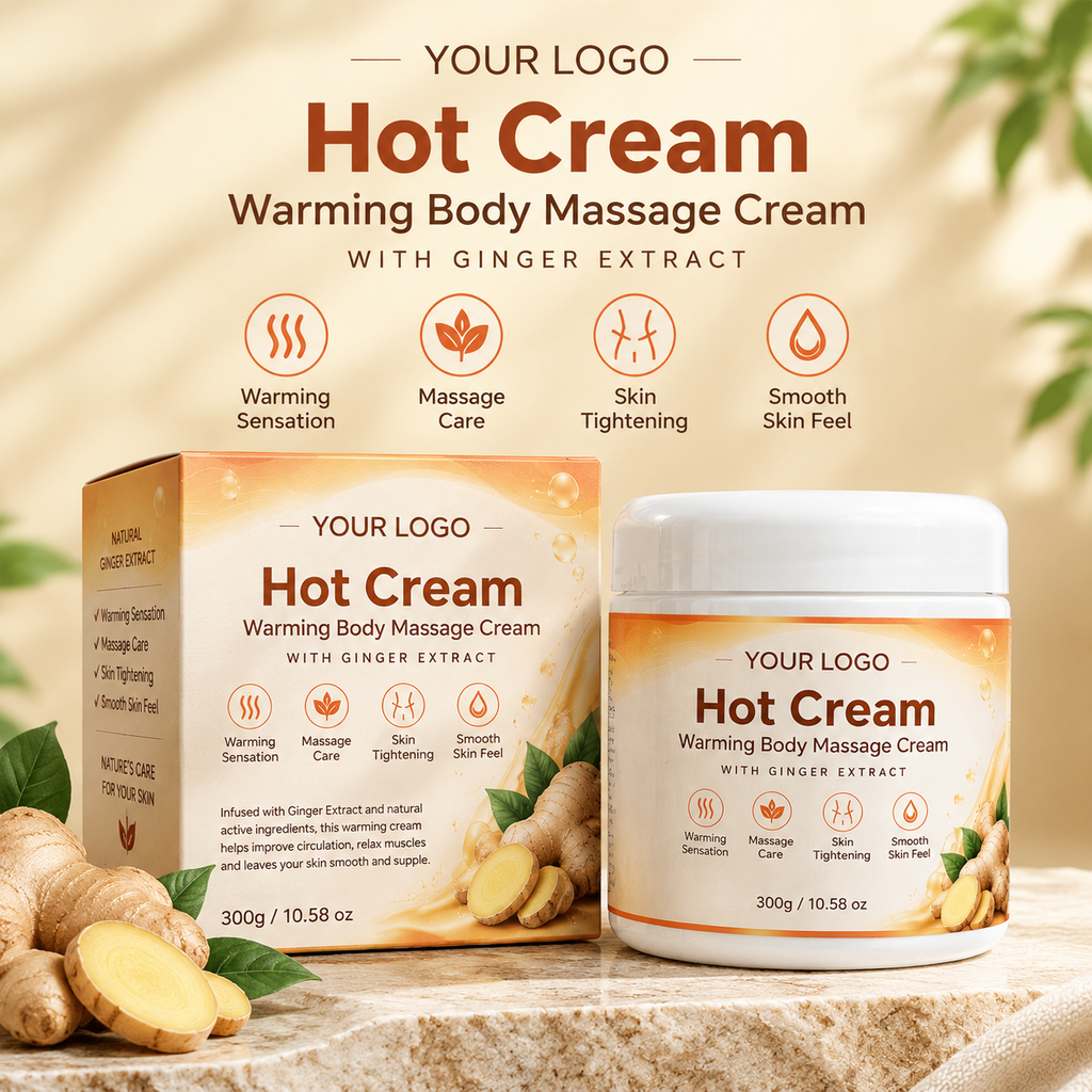 Ginger Hot Cream – Warming Body Massage Cream with Natural Ginger Extract | Relaxing Skin Care Moisturizer