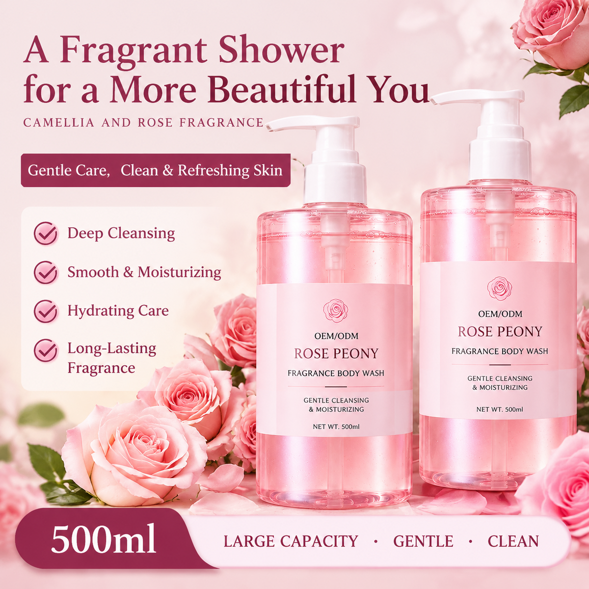 Rose Peony Fragrance Body Wash – Private Label OEM/ODM