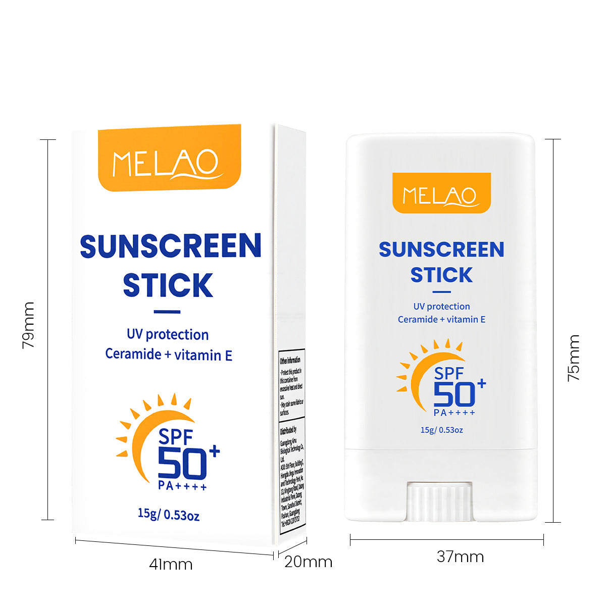 Face Sunscreen Stick Ceramide+Vitamin E Invisible SPF 50 Broad Spectrum Water Resistant 0.53oz/15g