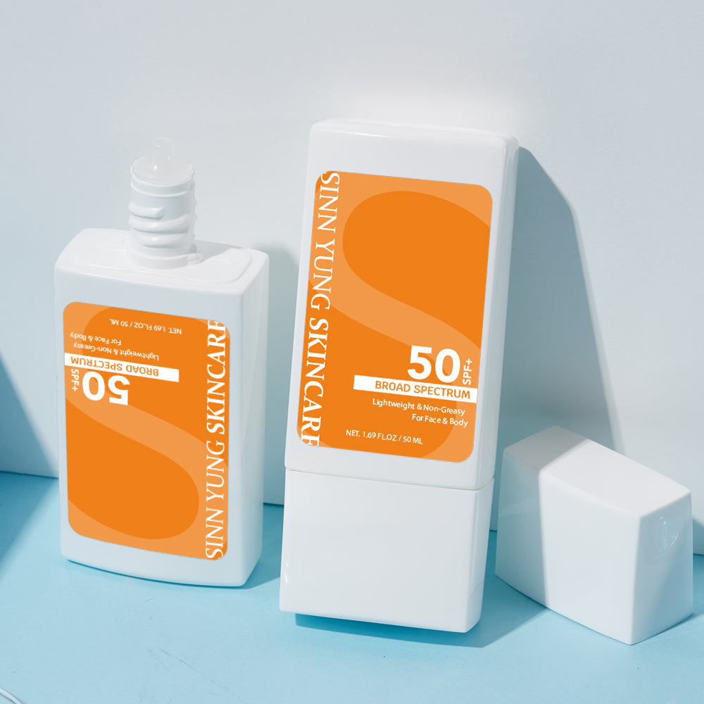 OEM Private Label SPF 50 Sunscreen with Vitamin B5 & Vitamin E | Lightweight, Oil-Free, No White Cast