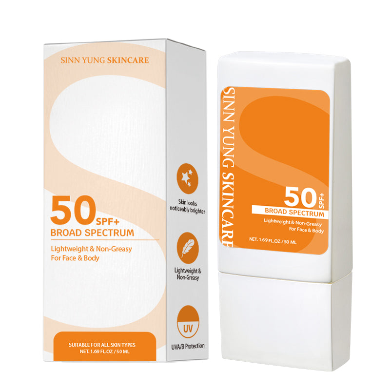 OEM Private Label SPF 50 Sunscreen with Vitamin B5 & Vitamin E | Lightweight, Oil-Free, No White Cast