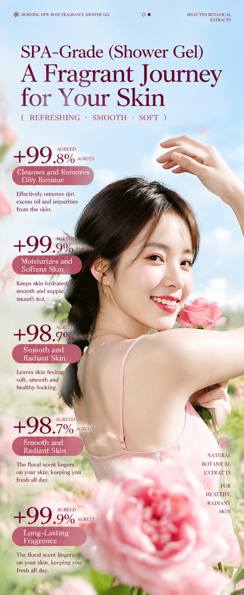 Rose Peony Fragrance Body Wash – Private Label OEM/ODM
